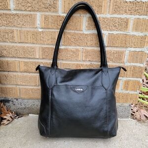 Lodis Black Pebble Leather Large Siera Tote